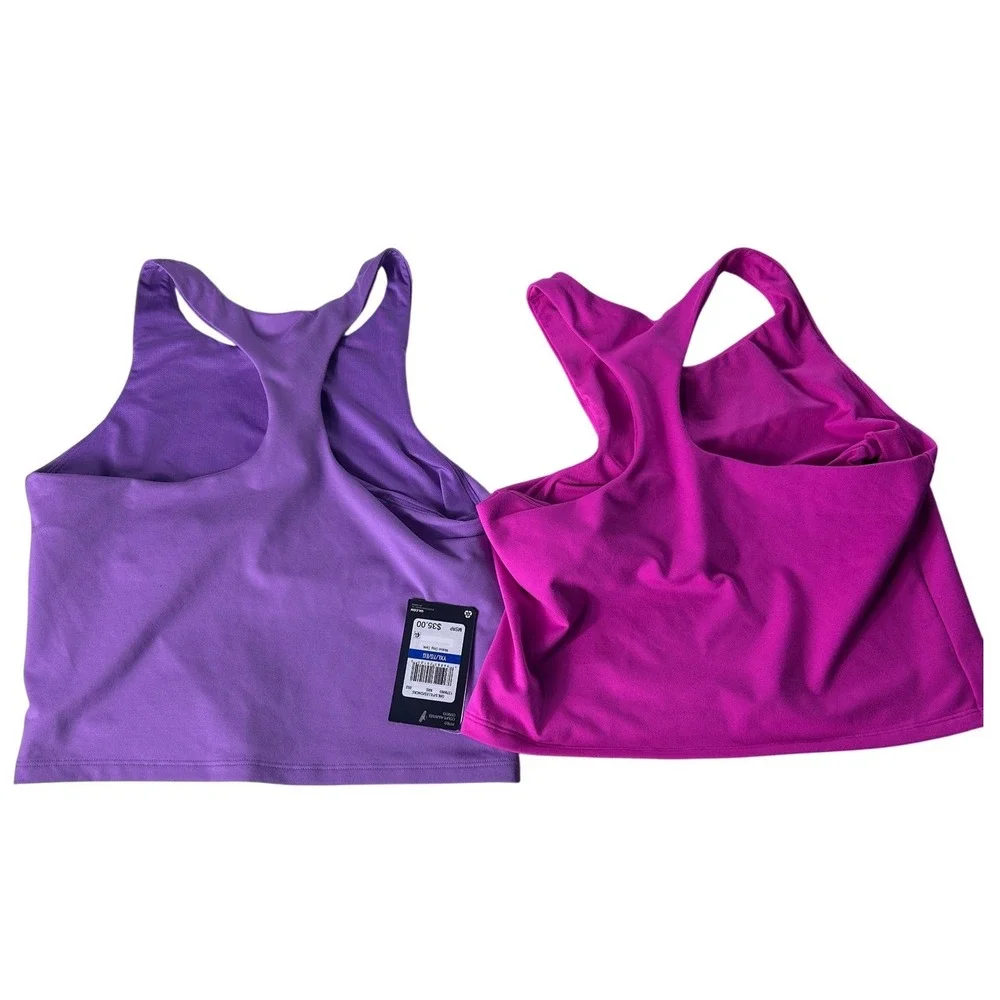 Under‎ Armour Girls YXL Motion Crop Tank Top 2-Pack Purple Pink High Neck NEW